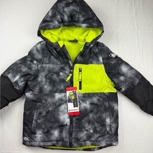 Snozu Black and Neon Green Hooded Jacket boys size 6